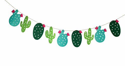 Green Cactus Party Supplies Banner Luau Party Hawaiian Tropical Leaves Decoration Banner+24pcs Cake Topper