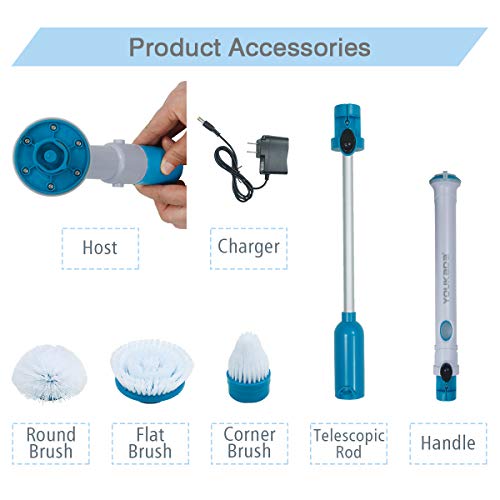 YOUKADA Spin Scrubber | 3 in 1 Electric Cleaning Brush | 360 Cordless Replaceable Brush | Multi-Purpose Power Surface Scrubber for Bathroom Swimming Pool Wall and Floor