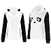 St. Jubileens Women's Cute Panda Print White and Black Fleece Hoodie Sweatshirts Tops Pullover (Large)