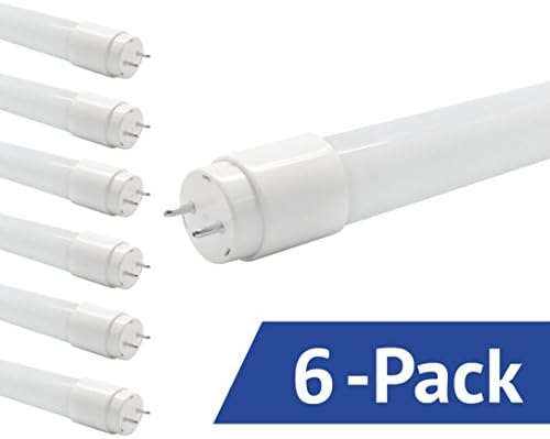 6-Pack of T8 LED Light Tube ComfortVIEW, 4ft, Single Ended Power, Frosted Cover, 16W (43W Eq), Daylight Glow 4000K (Natural Light), 1,600 Lumens, 36,000h, ETL, Energy Star