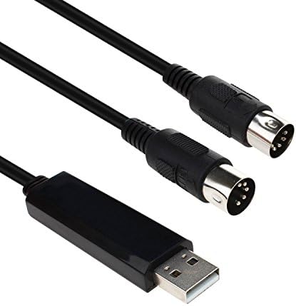 LDKCOK USB IN-OUT MIDI Cable Converter, Professional Piano Keyboard to PC/ Laptop/ Mac Adapter Cord for Home Music Studio - 6.5ft/2m