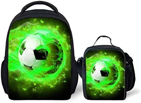 INSTANTARTS Soccer Preschool School Bookbag 12 inch with Insulated Lunch Bag Set