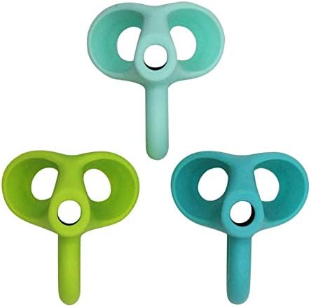 Neborn Pencil Grips, New Original Breakthrough Various Writing Aids Grip Trainer Posture Correction Finger Grip for Children Preschoolers Children Adults 1.6 * 1.37in Dunkelblau + Grün + Himmelblau