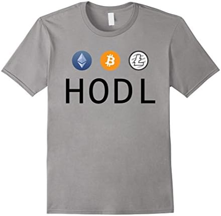 Mens Ethereum Bitcoin Litecoin HODL Crypto T-Shirt Medium Slate