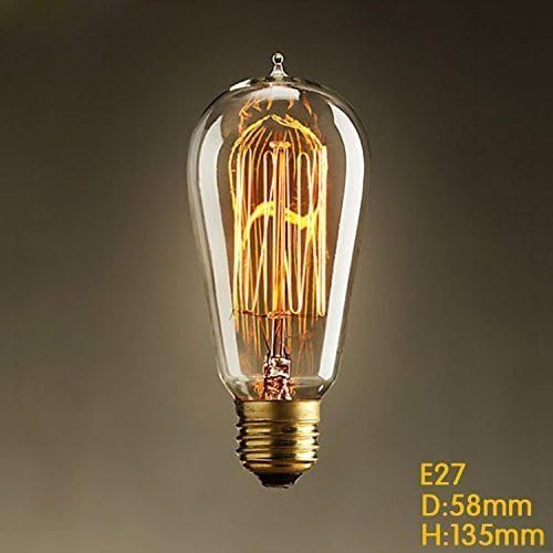 NOCHX Vintage E27 40W ST58 Straight Wire Tip Edison Tungsten Decorative Art Bar Light Bulb