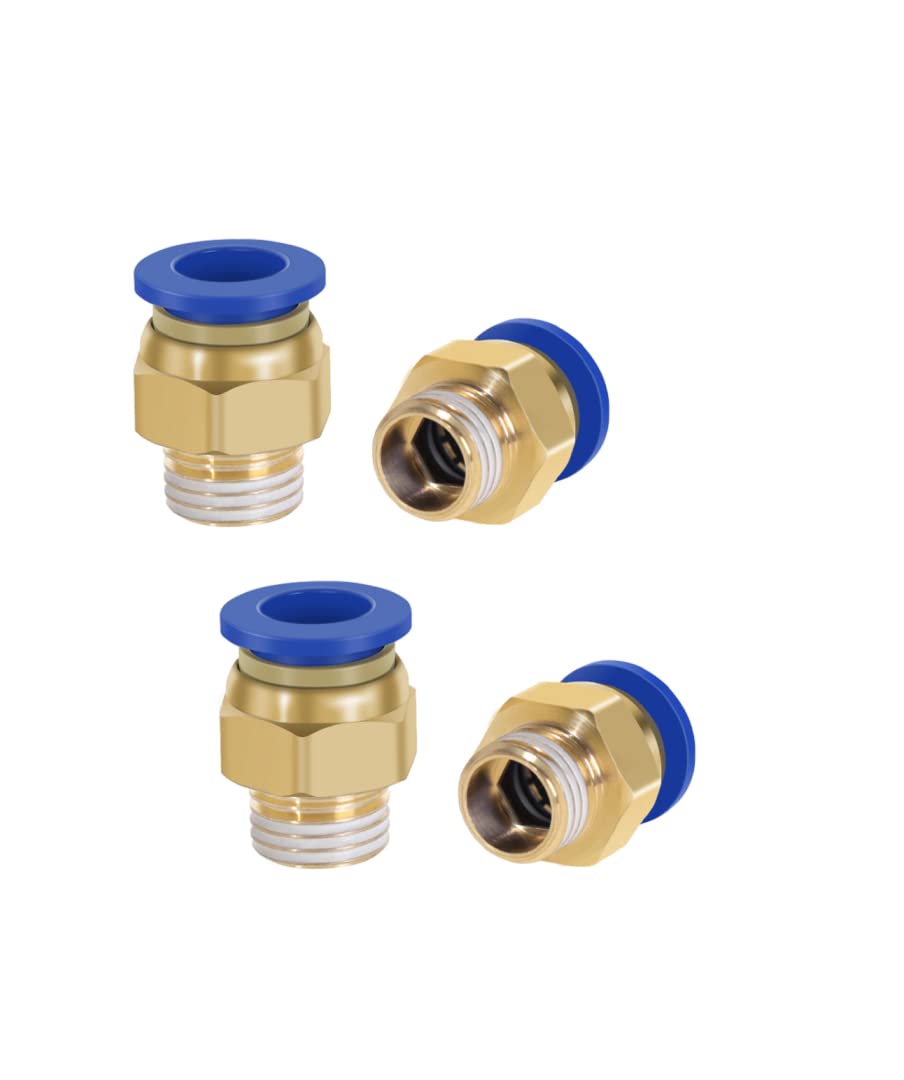 Pneumatic Push-in Fitting 3/8 Inch to 10 mm Pack of 4 Push In Compressed Air Connection Plug Connection Industrial Quality