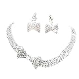 Joylive Bridal Bridesmaid Jewerly Suit Crystal Butterfly Bow Knot Necklace Tassels Earring