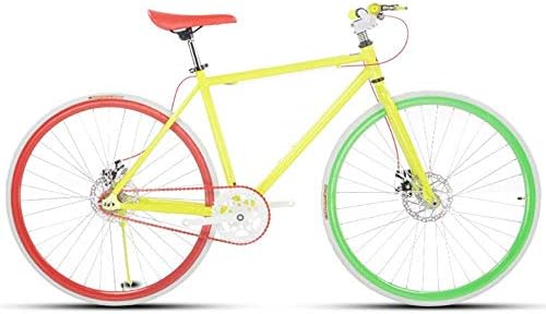 男性と女性のためのロードバイク シンプルな自転車 大人の女性の自転車 学生の男性のダブルディスクブレーキスポーツカー 26 空気圧レーシング 正規販売店 赤 緑 24インチ2 黄色