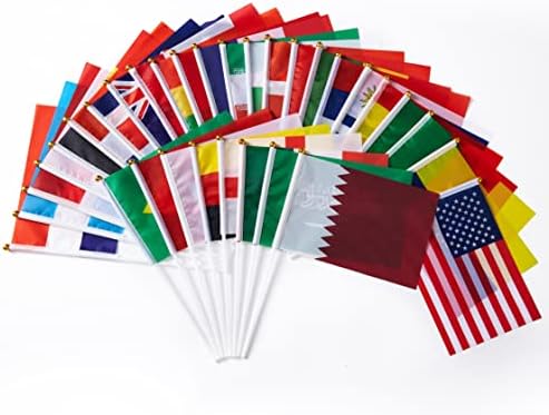 50 Countries International Stick Flags – Hand-Held Mini World Flags For Parades, Olympics & Celebrations