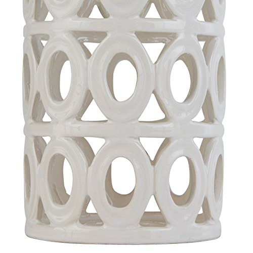 Amazon Brand – Stone & Beam Ceramic Geometric Cut-Out Table Desk Lamp With LED Light Bulb, 18.3"H, White