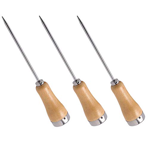 BTMB 3 Pcs Stainless Steel Ice Pick with Wooden Handle,21cm/8.26'' Long