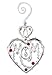 Mother Ornament - Silver Filigree Heart with Mom and Red Jewels - Decorative S-Hook and Gift Boxed
