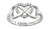 NYC Sterling Sterling Silver .925 Double Heart Infinity Ring Sizes 5=9 (8)