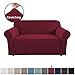 H.VERSAILTEX Stretch Couch Cover Loveseat Covers for 2 Cushion Couch Loveseat Slipcover|Sofa Cover for Loveseat 1 Piece, Textured Checked Jacquard Fabric(Loveseat 58'-70' Wide, Burgundy Red)