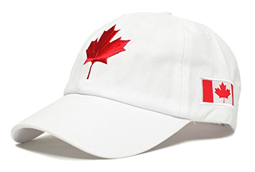 Canada Canadian Flag Embroidered Dad Hat One-Size Unisex Adult (White/White)