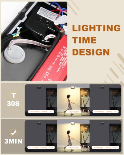ledmo 60 W LED Outdoor Wall Lights with Motion Sensor Black Warm White 3000 K | 360° adjustable angle, wide lighting, robust and durable, IP65 waterproof design, outdoor/indoor, easy to manage
