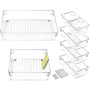 Lade Organisator, DARUITE Set van 7 antislip ladeverdelers, make-up lade organisator, make-up opslag, bureau lade…