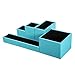 Vlando VPACK Desk Organizer - Office Leatherette 5-Compartment Pen Card Gadget Holder Desktop Stationery Storage Box (Peacock Blue)