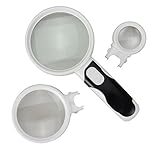 Magnifying Glass Illuminated LED Handheld Set 2.5X 5X 16X Magnification Power Magnifier for Senior Reading Computer Repair Newspaper Articles Stamps Maps and Hobbies