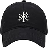 Men's Baseball Caps Chi-Rho Cross Embroidered Classic Dad Hat | Unique Embroidery,Washed Cotton,Basic daily wear,Metal buckle adjustable back,unisex for men &amp; women,lightweight &amp; breathable