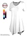 DRSKIN] WS05 Women Handkerchief Hem Short Sleeve Long Tunic Top. (XL, White)