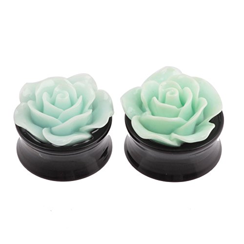 IPINK-10 PCS Rose Flower Ear Expander Tunnel Body Piercing Jewelry 8MM-25MM (5 Pairs of Gauge=12mm(1/2")) - Thumbnail 2