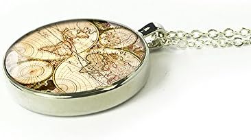 Handmade 1673 World map necklace jewelry gift for her birthday anniversary valentine