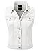 DRESSIS Womens Casual Sleeveless Denim Jean Cropped Vest Jacket WHITE M