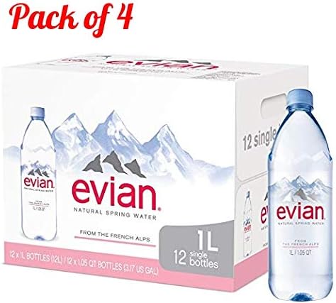 Evian Natural Spring Water (One Case of 12 Individual Bottles) Naturally Filtered Spring Water (Pack of 4)