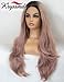 K'ryssma Ash Pink Lace Front Wig Ombre Long Wavy Synthetic Wigs 22 inches