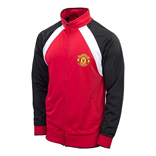 Manchester United Jacket Track Soccer Adult Sizes Soccer Football Official Merchandise (RED - BLACK, L)