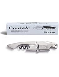 Pocket By Coutale Sommelier - The French Patented Spring-Loaded Double Lever Waiters Corkscrew and Wine Bottle Opener (Stainless Steel)