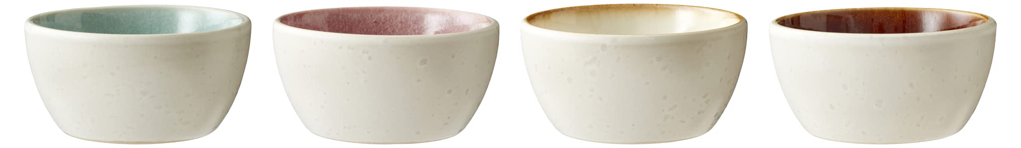 BITZ Stoneware Bowl Diameter 10 cm Set of 4 Cream White Multicoloured