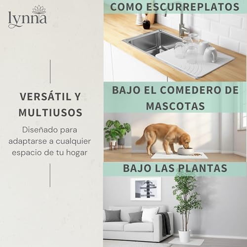 Lynna Diatomite Bath Mat - Quick Drying and Non-Slip - Diatomite Stone Bath Mat for Shower Exit - Eco-Friendly and Durable Mat - Modern Design (White)