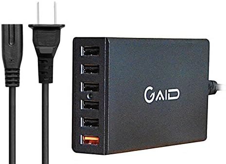GAID Quick Charge 3.0 and 6-Port USB Wall Charger, PowerPort Speed 6 for Galaxy S7 / S6 / Edge / Plus, Note 5 / 4 and AIPower for iPhone 7 / 6s / Plus, iPad Pro / Air 2 / mini, LG, Nexus, HTC &amp; More.