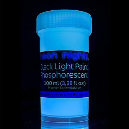 neon nights Glow In The Dark Paint 3.38 fl oz Yellow-Green / Sky-Blue Phosphorescent Self-Luminous Neon Afterglow Color Luminescent (Sky-Blue)