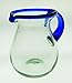 Mexican Glass Blue Rim Tumblers Set of 8, 20 Oz.