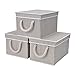 StorageWorks Decorative Storage Bins for Shelves, Storage Baskets with Lids and Soft Rope Handles, Mixing of Brown & Beige, Large, 3-Pack