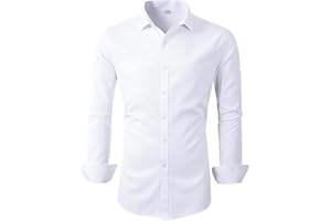 Beninos Men's Dress Shirts Solid Long Sleeve Texture Formal Shirt Business Casual Button Down Shirts