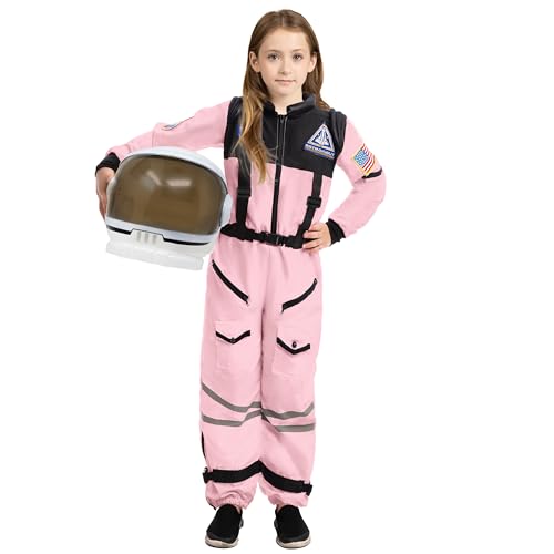 Spooktacular Creations Rosa Astronautenkostüm: Raumanzug mit beweglichem Astronautenhelm, perfekt für Kleinkinder, Mädchen, Halloween, Cosplay, Mottop