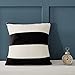 NTBAY Flannel Decorative Throw Pillowcases Cushion Covers Set of 2, Black and White Striped Pattern, 18
