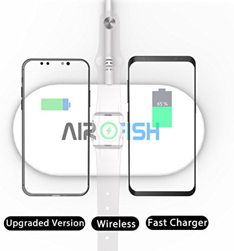 Upgraded Wireless Fast Charger, AirsFish 3 in 1 Wireless Charging Pad for iPhone X/8/8 Plus Apple Watch Series 2/3 Samsung Galaxy Note8 S9/S9+ S8/S8+ S7/S7 Edge and other Qi-Enable Devices.
