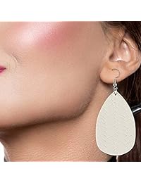 12 pares de pendientes de piel sintética de imitación de ratán con diseño de lágrima de pétalo, pendientes largos con hojas ligeras hechos a mano con parte trasera de silicona transparente para mujeres y niñas y adolescentes