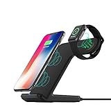FDGAO (NOT Included Adapter) for Apple Watch Wireless Charger 2 in 1 Fast Wireless Charging Stand for Apple Watch 4/3/2/1, iPhone Xs/XS MAX/X/8 Plus, Samsung Galaxy S9/S9 Plus/S8+/S8 and More_Black