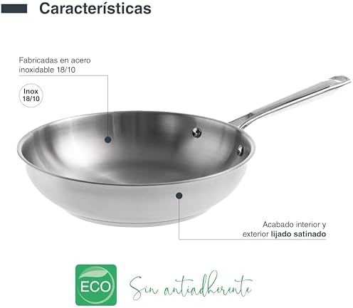 44420 - Sartén Cuisine - Acero inox 18/10, 20 cm, Sin Antiadherente