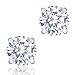 ORROUS & CO Legacy Collection 18k White Gold Plated Cubic Zirconia Cut Unisex Solitaire Stud Earrings, Round (1.90 Carats)