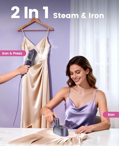Jack＆Rose Steamer Clothes,8s Heat-up Travel Steam Iron,Portable Steamer | Portable,8s Fast Heat-up,150ml Large Tank,7.5‑ft Long Cord,Steam & Iron 2 in 1,for All Fabrics,6.5in Large Ceramic Panel