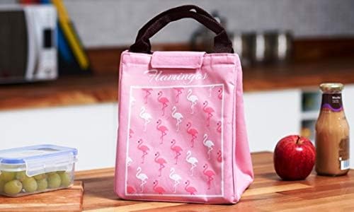 Peppy Basket Flamingo Insulated Tote Lunch Bag for School, Office, Travels (24 x 19 x 17 cm, Pink)