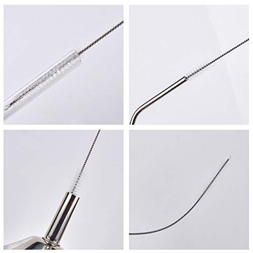 Haneye Drinking Straw Brush,Flexible Bendable Tube Pipe Cleaner Soft Smoothie Hydroflask Reusable Stainless Steel Nylon Straw Brush Kit For Daily Living Straw Cleaning 7.6"x8 mm/10 mm 10pcs Set - Thumbnail 5