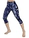 ODODOS High Waist Out Pocket Printed Yoga Pants Tummy Control Workout Running 4 Way Stretch Yoga Leggings,Indigo, Medium
